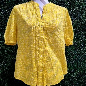 Size M Yellow Floral Lucky Brand top
